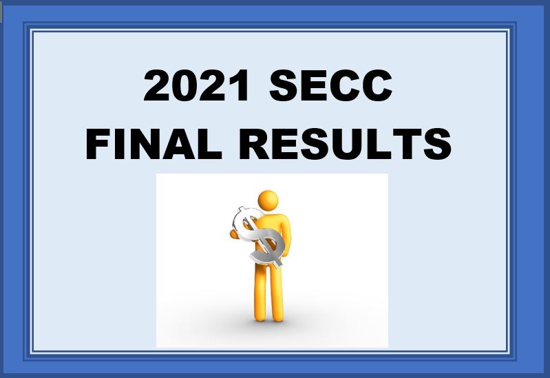 2021 SECC Final Results text over yellow person holding dollar sign