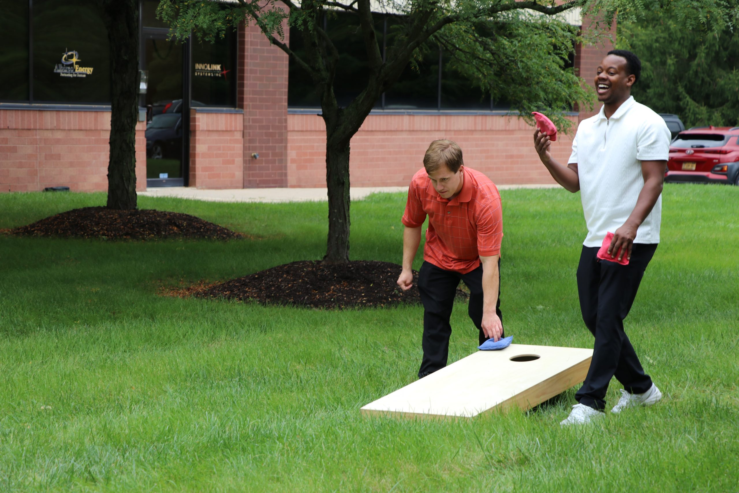 Cornhole Being played at Reads Way